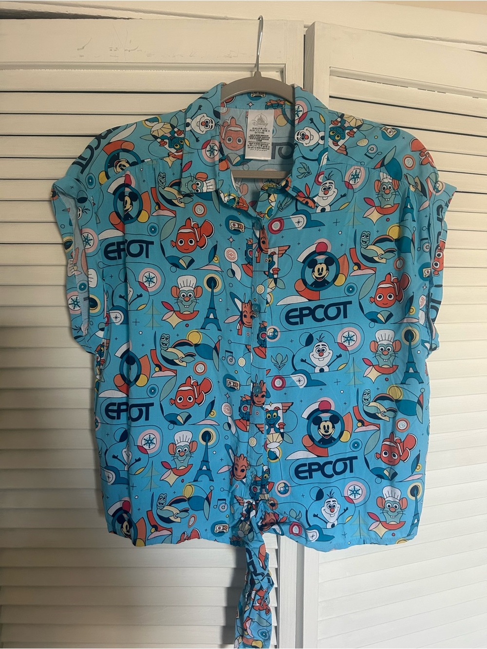 Epcot button front tie blouse